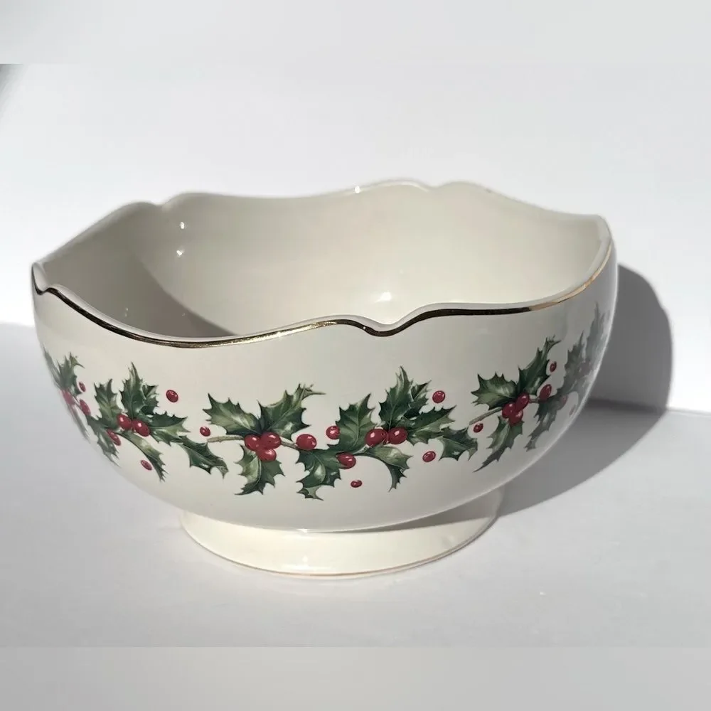 LENOX 75th Anniversary Christmas Holiday Teleflora Holly Berry Porcelain Bowl